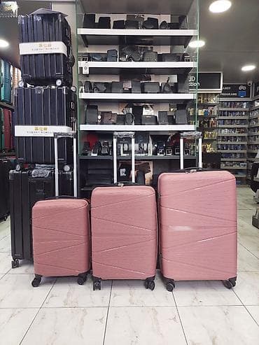 Çamadanlar: Səyahət çamadanları dəsti – 3 ölçü, pastel çəhrayı rəng - Korpus — 1