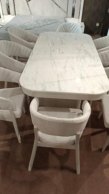 makyaj ucun masa: Qonaq otağı üçün, Yeni, Açılan, Dördbucaq masa, 6 stul — 3