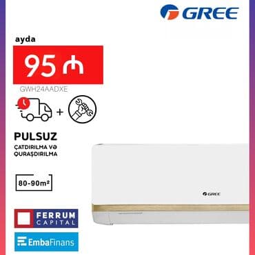 sadə samsung: Kondisioner Gree, Yeni, 85-90 kv. m, Split sistem, Kredit var, Pulsuz quraşdırılma — 1