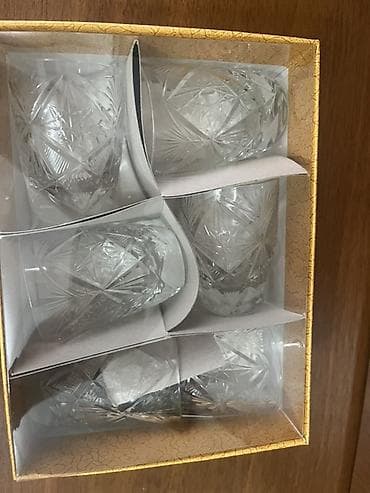 baqema qablar: Stəkanlar, Xrustal, 6 ədədli dəst, Belçika — 1