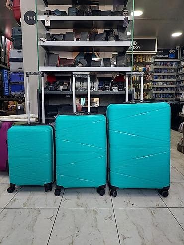 çamta: Səyahət üçün 3-lü çamadan dəsti - Rəng: firuzəyi - Ölçülər: kiçik — 1