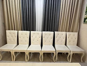 masa islenmis: Qonaq otağı üçün, İşlənmiş, Açılan, Dördbucaq masa, 6 stul — 3