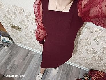 Bordo rəngli elegant qadın donu - Model: Bədənə oturan qələm kəsimli
