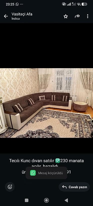 divan tecili: Tecılı Kunc dıvan satılır ✅230 manata açılır. bazalıdı. ünvan — 1