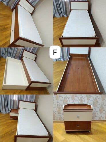 İşlənmiş, Təknəfərlik çarpayı, Bazasız, Matras ilə, Siyirməli