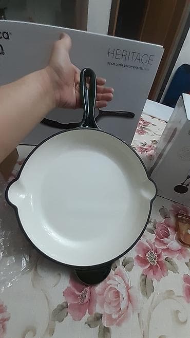 demir tava: Tava, rəng - Yaşıl, Çuqun, 28 sm, Karaca — 2