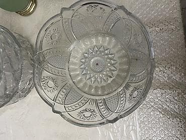 xrustal stəkan ölçüsü: Şüşə salat/qəlyanaltı qabı – kəsim naxışlı - Material: qalın, şəffaf — 1