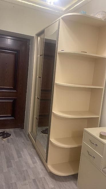 qedimi skaf: 2 qapılı, Güzgülü, Bej, Digər material, Kupe, Düz dolab — 3