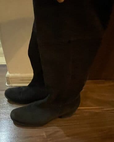 черные мужские сапоги: Сапоги, Размер: 36, цвет - Коричневый, Б/у — 1