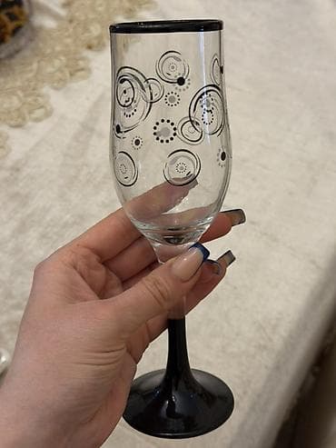 Qədəhlər, rəng - Qara, Şüşə, 6 ədədli dəst