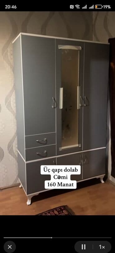 taxtanin qiymeti: Yeni, 3 qapılı Düz dolab, Qarderob, paltar dolabı, Azərbaycan — 8
