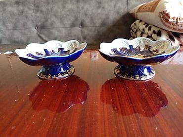 ev divar daslari: Məişət qabları dəsti - 2 ədəd dekorativ porselen oval boşqab: tünd — 6