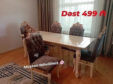 stul stollar: Qonaq otağı üçün, Yeni, Açılan, Dördbucaq masa, 6 stul — 1