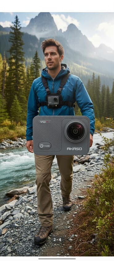 телефон fly с большим аккумулятором: AKASO V50X aksiya kamerası - Geniş bucaqlı linza, idman və səyahət — 1