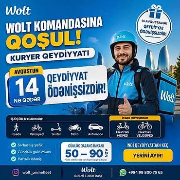 oline is: Piyada kuryer tələb olunur, İstənilən yaş, Təcrübəsiz, Həftəlik ödəniş — 1