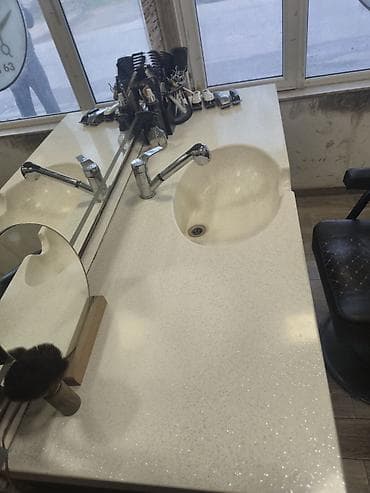 kombi skaf: Bərbər iş stansiyası dəsti - Geniş divar güzgüsü ilə tam komplekt iş — 3