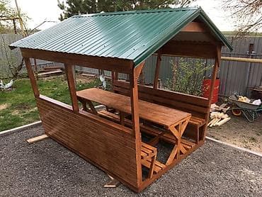 balkon ucun stol stul: Dördbucaq masa, 6 stul, Açılmayan, Skameykalar ilə, Taxta — 9