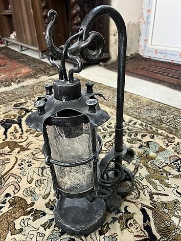 stol ustu lampa: Dəmir çərçivəli masa lampası – loft/retro tərz - Material: tam metal — 2