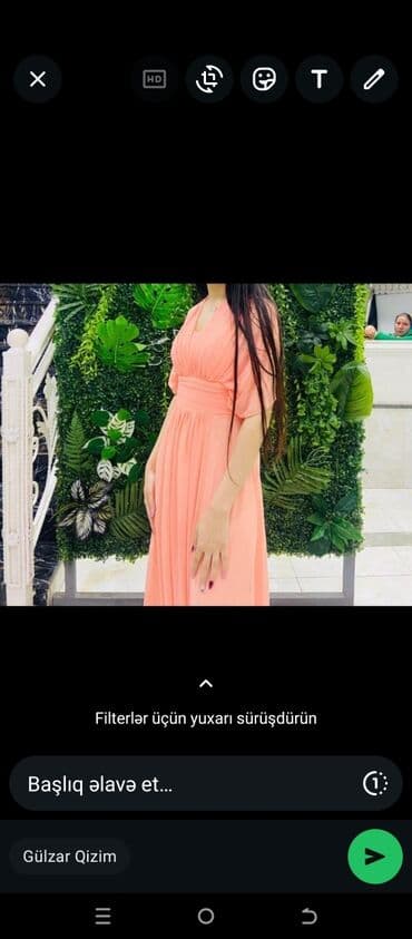 вечерние платья для полных: Zərif ziyafət geyimləri – 2 model 1) Şaftalı rəngli uzun don - Yumşaq — 1