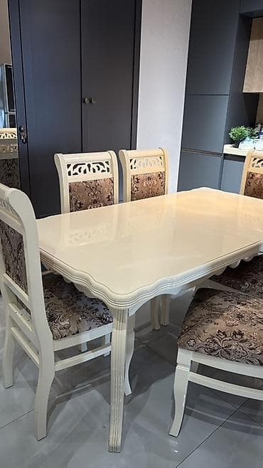 Qonaq otağı üçün, Açılan, Dördbucaq masa, 6 stul