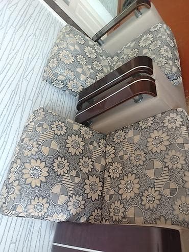 Mebel: İşlənmiş, Di̇van-kravat, 2 kreslo, Bazalı, Açılan — 1