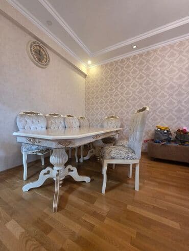 mətbəx stol stul ikinci əl: Qonaq otağı üçün, İşlənmiş, Açılmayan, Oval masa, 6 stul — 1