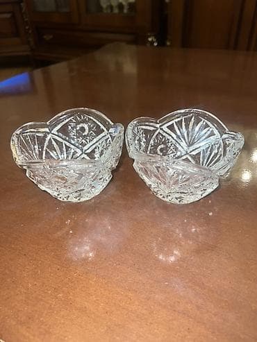 Kəsilmiş naxışlı xrustal şirniyyat qabları – 2 ədəd dəst. - Material