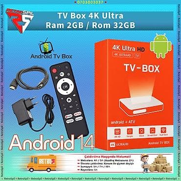 smart tv bokslar: Yeni Smart TV boks TV box 4 GB / 32 GB, Android, Ünvandan götürmə, Rayonlara çatdırılma, Pulsuz çatdırılma — 1