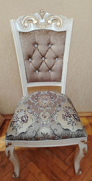 tarsofka boya: Klassik üslubda yemək otağı dəsti - Komplekt: 1 iri yemək masası + 8 — 3