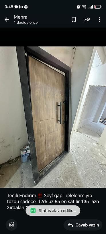 xan cinarı: Seyf qapı – metal karkaslı, taxta naxışlı ön panel, gücləndirilmiş — 1