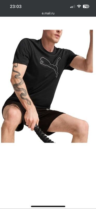 черные мужские водолазки: Qara rəngli, üzərində iri Puma loqosu olan klassik kişi köynəyi — 6