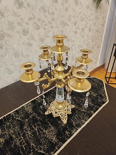 ucuz perdeler: Klassik üslubda 5 şam yuvalı şamdan - Material: metal (qızıl suyuna — 3