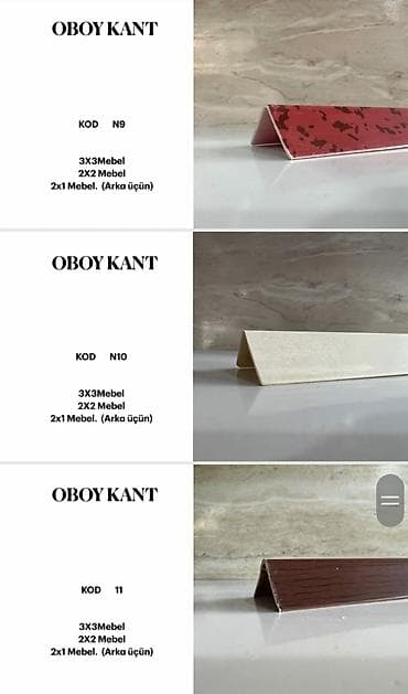 Oboy kant profilləri – mebel künc və arxa hissələrin səliqəli
