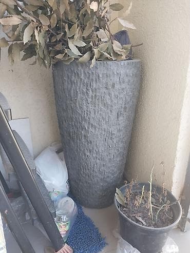 agac tingleri: Böyük dekorativ qazon/çiçək qabı - Material: daş görünüşlü kompozit — 2