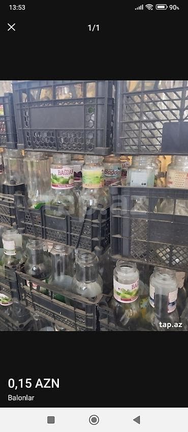 Şüşə butulkalar – müxtəlif həcm və formalarda - Material: qalın