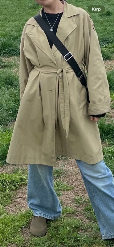 женский плащ новая: Bej rəngli trençkot 13-14 yash - Klassik ikiqat düyməli model - — 2