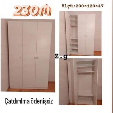 hamam wkafi: Açılan, 3 qapılı Düz dolab, Qarderob, paltar dolabı — 1