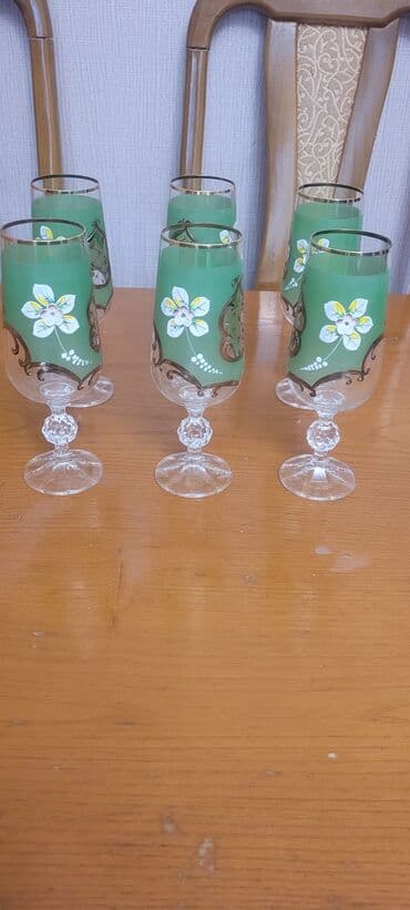 stəkan altı: Stəkanlar, rəng - Yaşıl, 6 ədədli dəst, 200 ml, Çexiya — 4