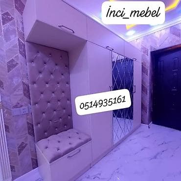 Dəhliz üçün funksional qarderob komplekti. İnteqrə olunmuş yumşaq