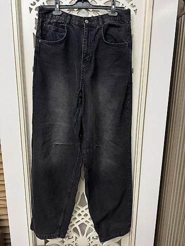 qaqa stili şalvar: Qara rəngli geniş kəsim (baggy) cins şalvar - Rəng: tünd qara/solğun — 2