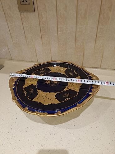 tort qabi: Tort və şiriniyyat qabı, rəng - Qızılı, Şüşə — 4