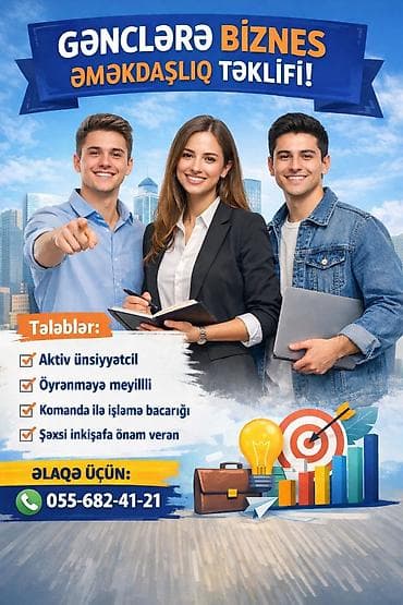 İş: Gənclərə biznes əməkdaşlıq təklifi! Axtarılan keyfiyyətlər: - Aktiv — 1