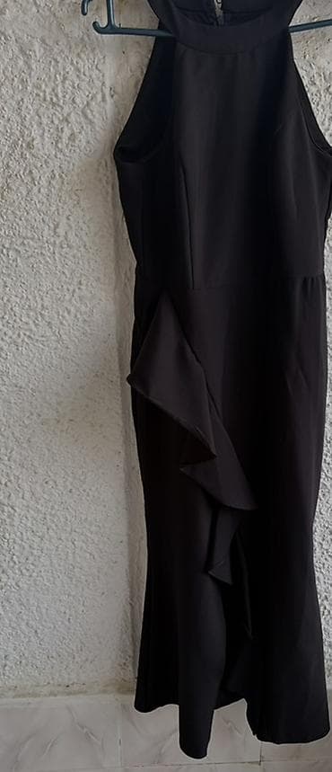 sade don: Qara midi gecə paltarı - Rəng: klassik qara - Model: halter tipli — 2