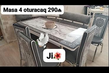 iki neferlik divan: Mətbəx üçün, Yeni, Açılmayan, Dördbucaq masa, 4 stul — 1