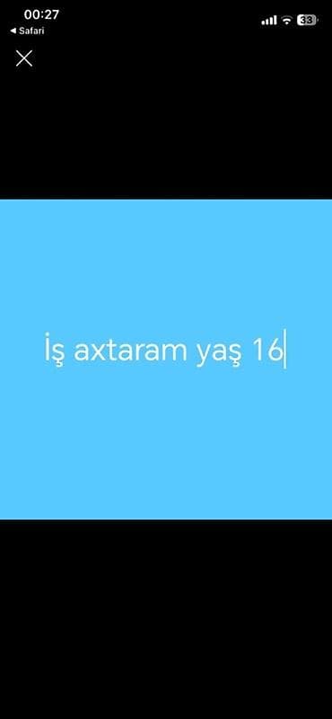 baxicii işi: Xidmət: 16 yaşlı gəncin iş axtarışı Təsvir: - Fərdi işçi kimi — 1
