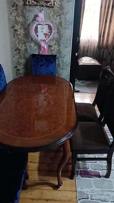 Yemək otağı üçün masa və stul dəsti - Klassik üslubda oval formalı