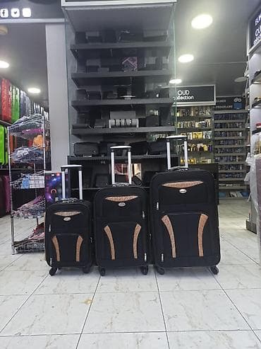 tekerli çantalar: Səyahət çamadanları dəsti - 3 ölçüdə: böyük, orta və kiçik. Ailəli — 1