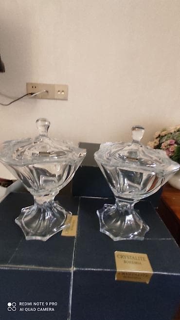 xrustal: Crystalite Bohemia qapaqlı kristal murebbe qabları (2 ədəd) - Brend — 3