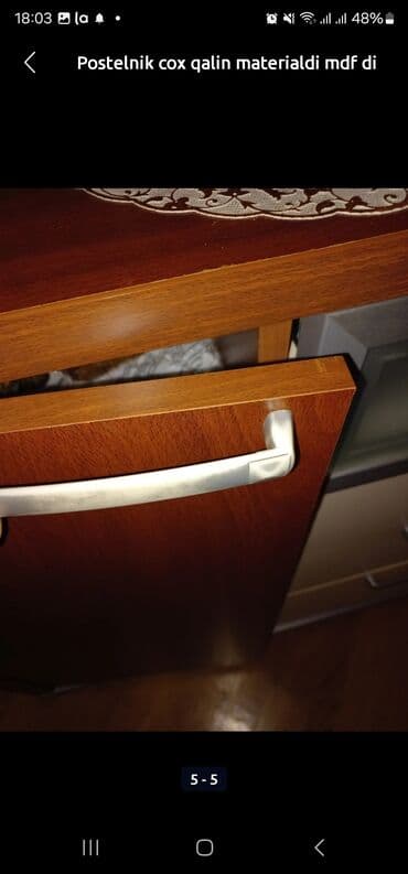 tamet qiymetleri: Postelnik olcu: 1.10 hundurluy eni 72 sm Usdunun eni 73 sm — 5