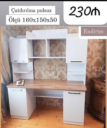 Düz masa, Polkalı, Siyirməsiz, Sadə laminat, Zəmanətli, Kredit yoxdur